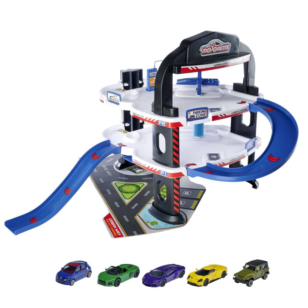 majoRETTE Garaje urbano de juguete con 5 coches de juguete