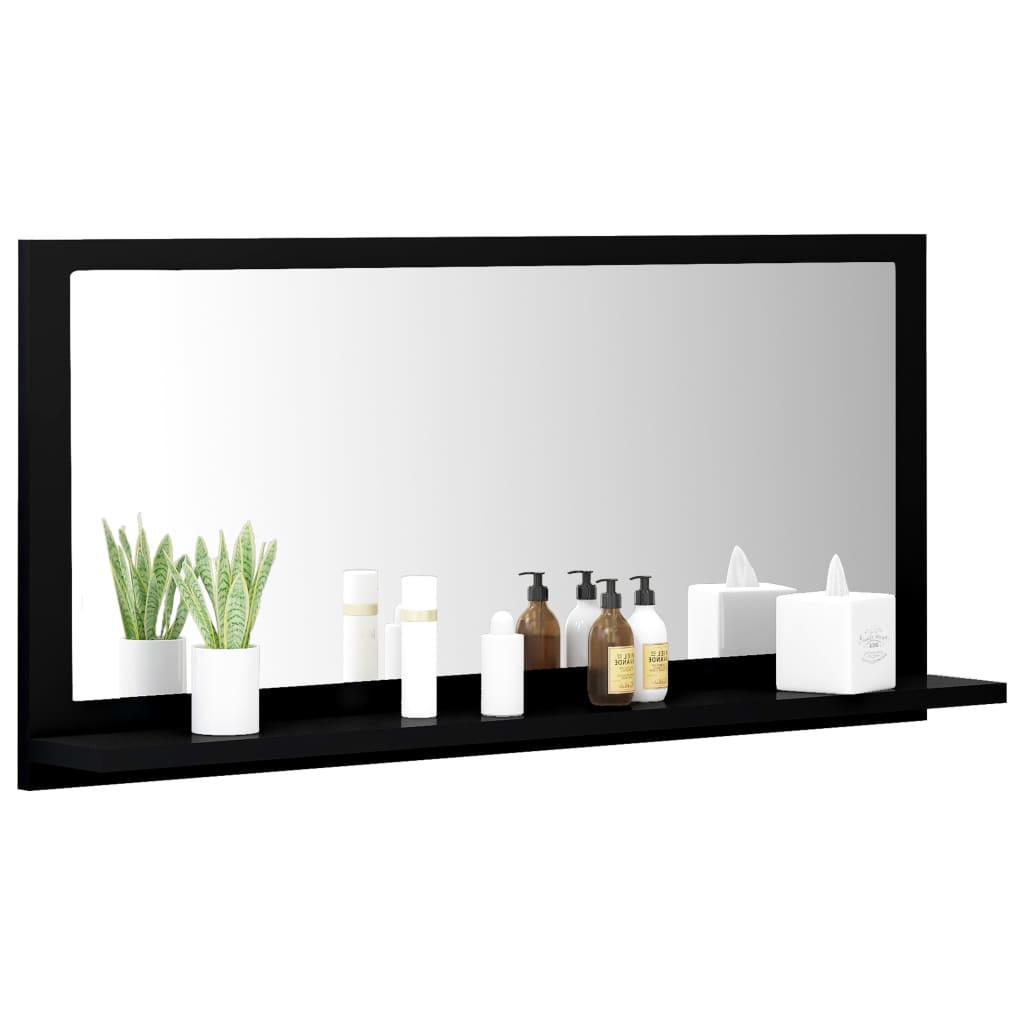 vidaXL Espejo de baño madera contrachapada negro 80x10,5x37 cm