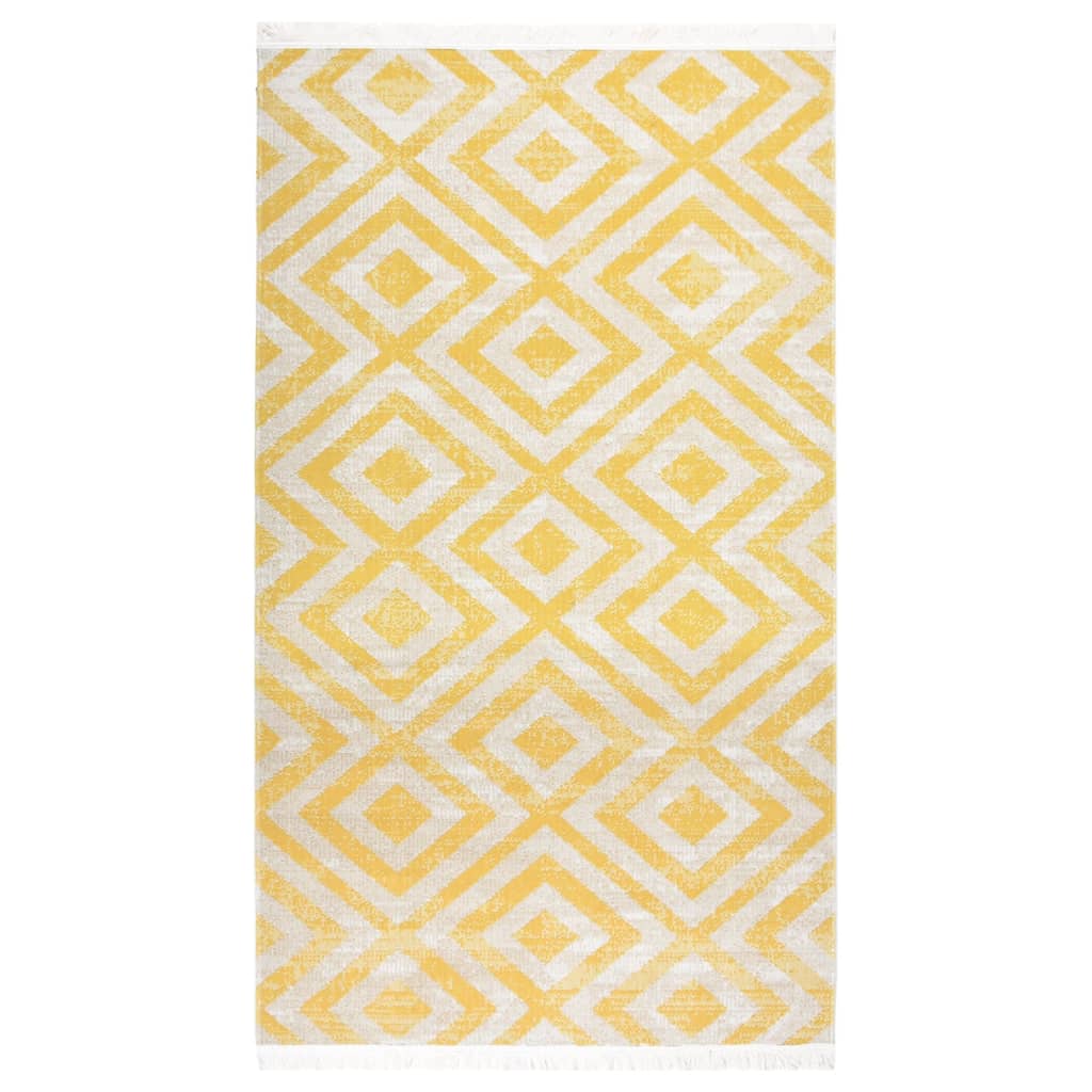 vidaXL Alfombra de exterior tejido plano amarillo y beige 115x170 cm