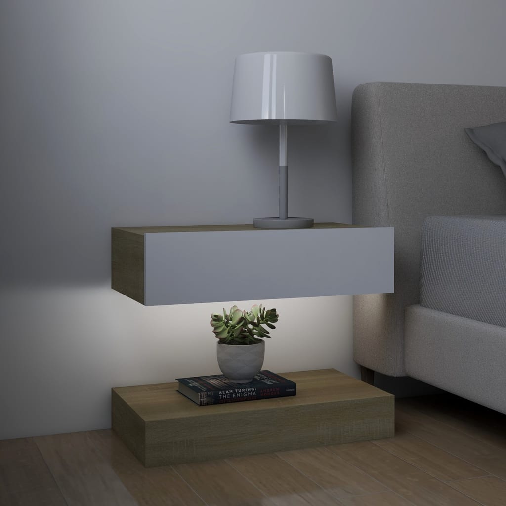 vidaXL Muebles para TV con luces LED 2 uds blanco roble Sonoma 60x35cm