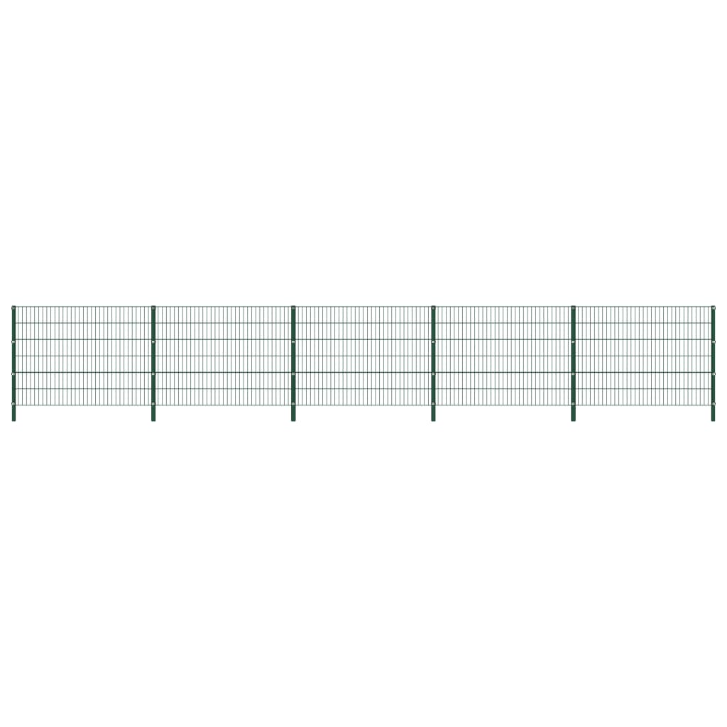 vidaXL Panel de valla con postes de hierro verde 8,5x1,2 m
