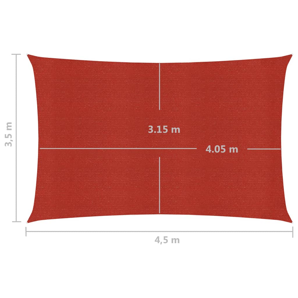 vidaXL Toldo de vela rojo HDPE 160 g/m² 3,5x4,5 m