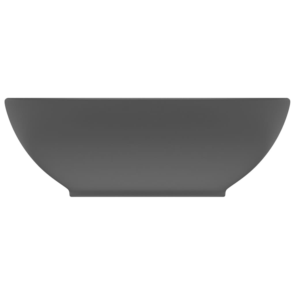 vidaXL Lavabo de lujo ovalado cerámica gris oscuro mate 40x33 cm