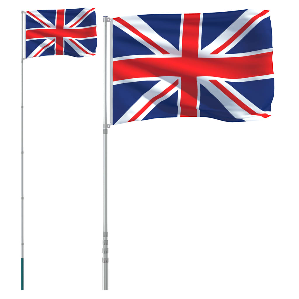 vidaXL Mástil y bandera de Reino Unido aluminio 5,55 m