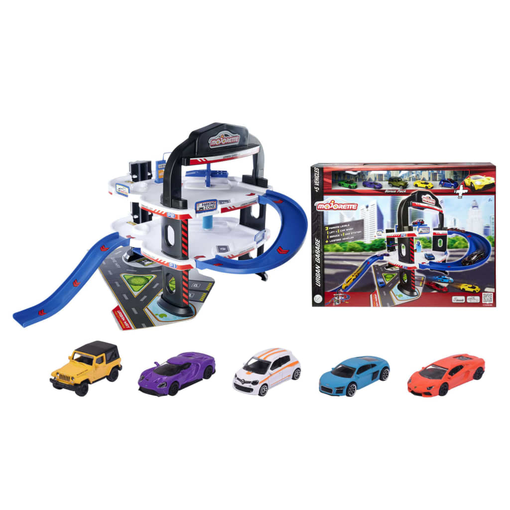 majoRETTE Garaje urbano de juguete con 5 coches de juguete