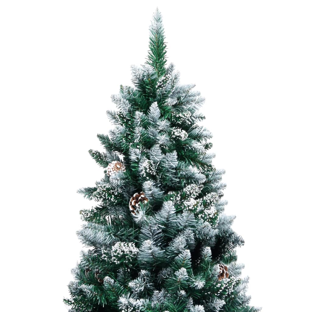 vidaXL Árbol de Navidad artificial con piñas y nieve blanca 210 cm