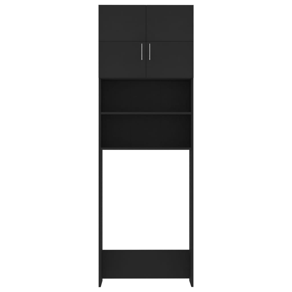 vidaXL Armario de lavadora madera contrachapada negro 64x25,5x190 cm
