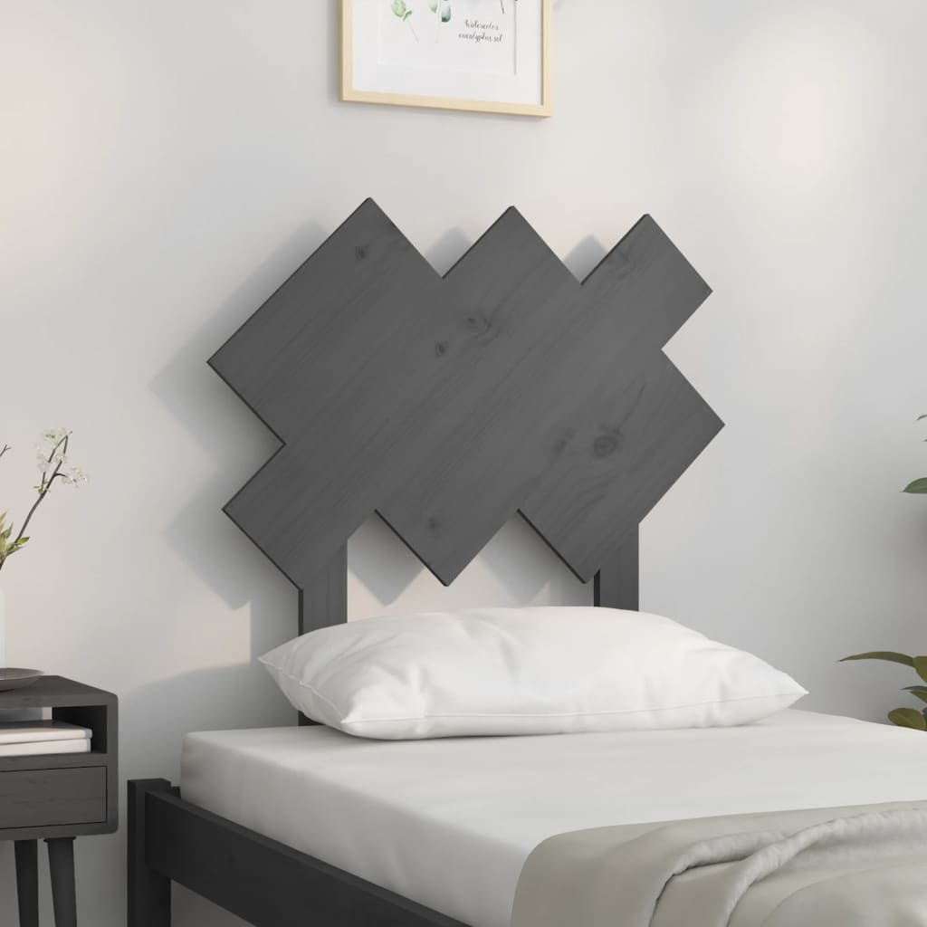 vidaXL Cabecero de cama madera maciza de pino gris 72,5x3x81 cm