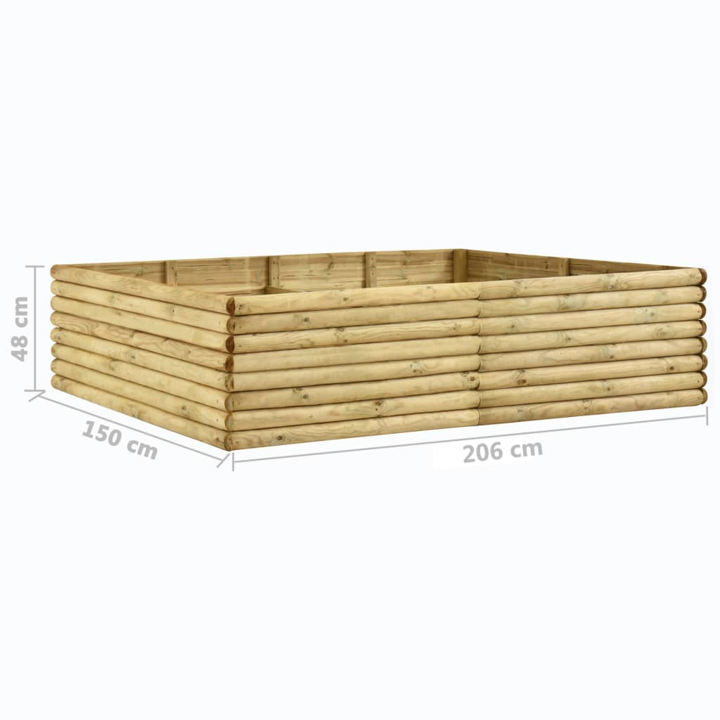 vidaXL Arriate de madera de pino impregnada 206x150x48 cm