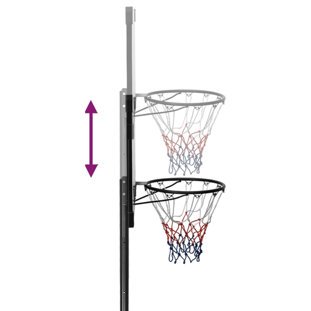 vidaXL Canasta de baloncesto policarbonato transparente 235-305 cm