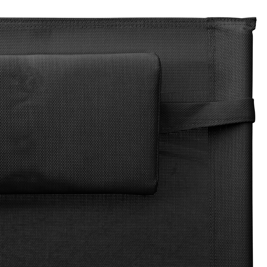 vidaXL Tumbonas 2 unidades textilene negro y gris