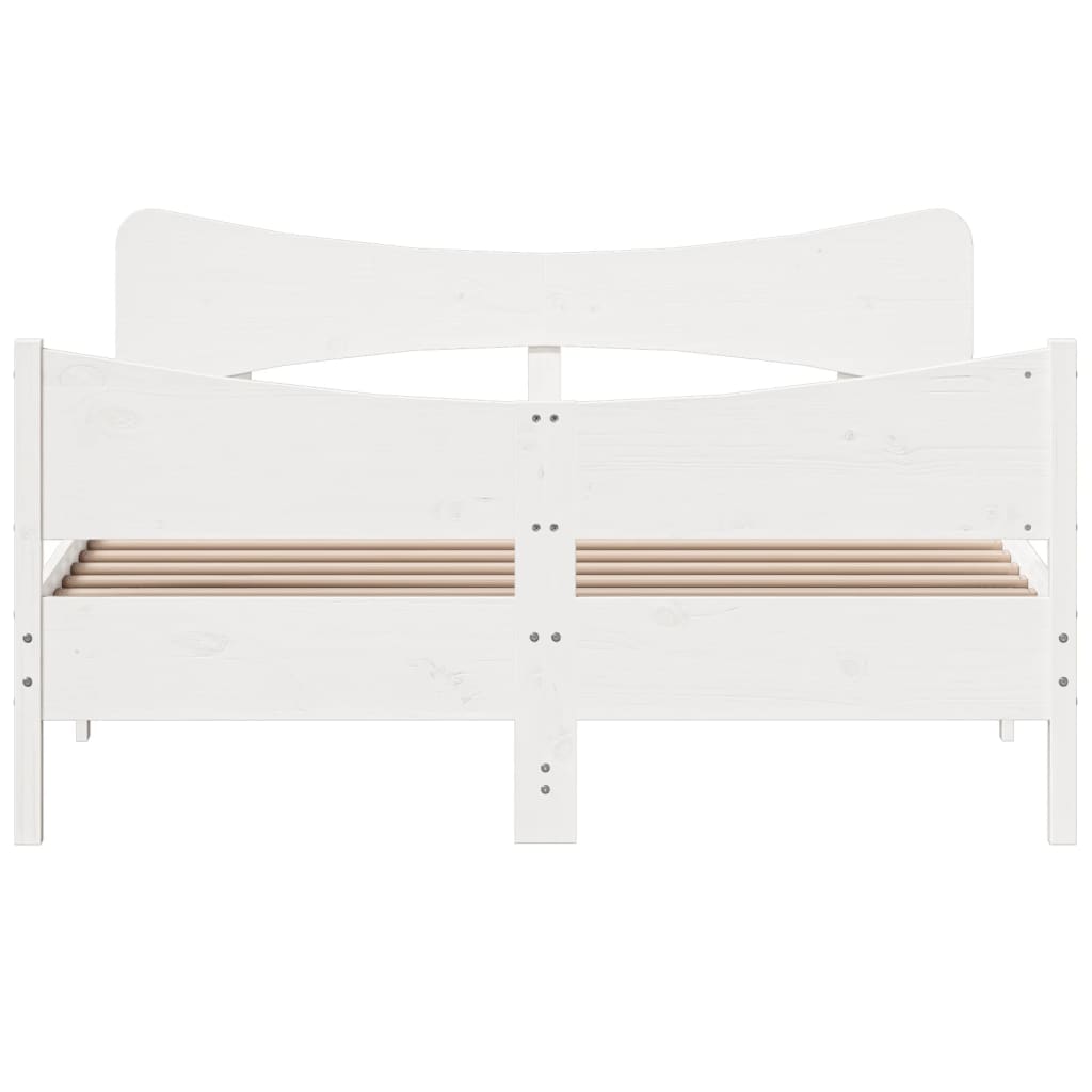 vidaXL Estructura de cama con cabecero madera pino blanco 135x190 cm