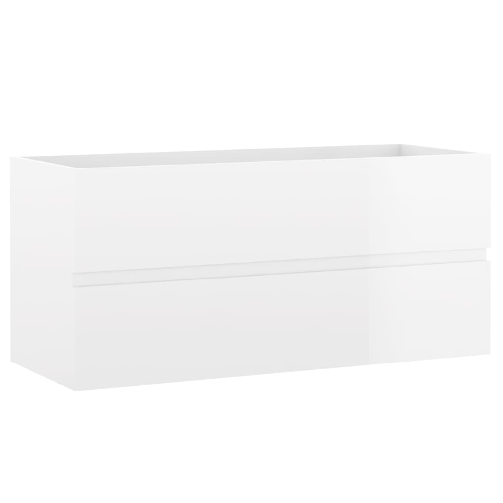 vidaXL Set muebles de baño 2 piezas madera de ingeniería blanco brillo