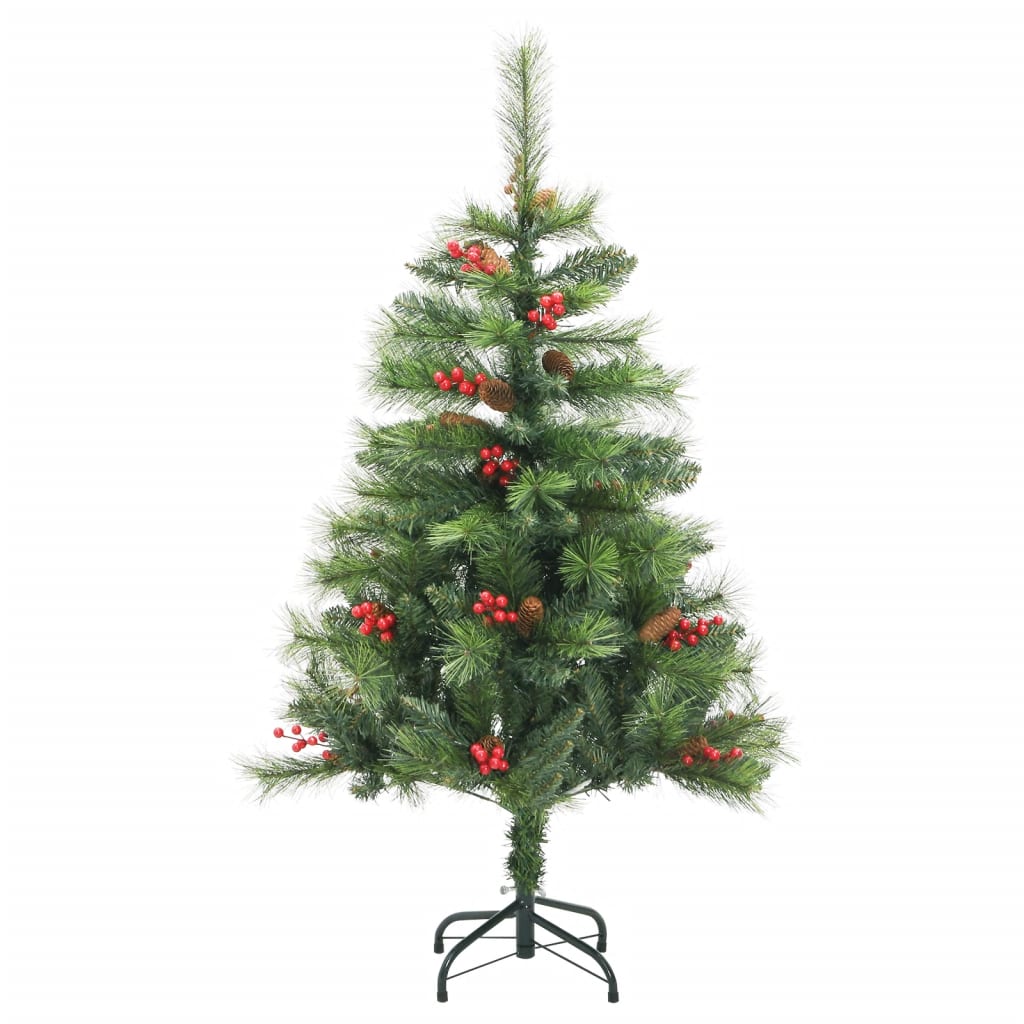 vidaXL Árbol de Navidad artificial con piñas y bayas 120 cm