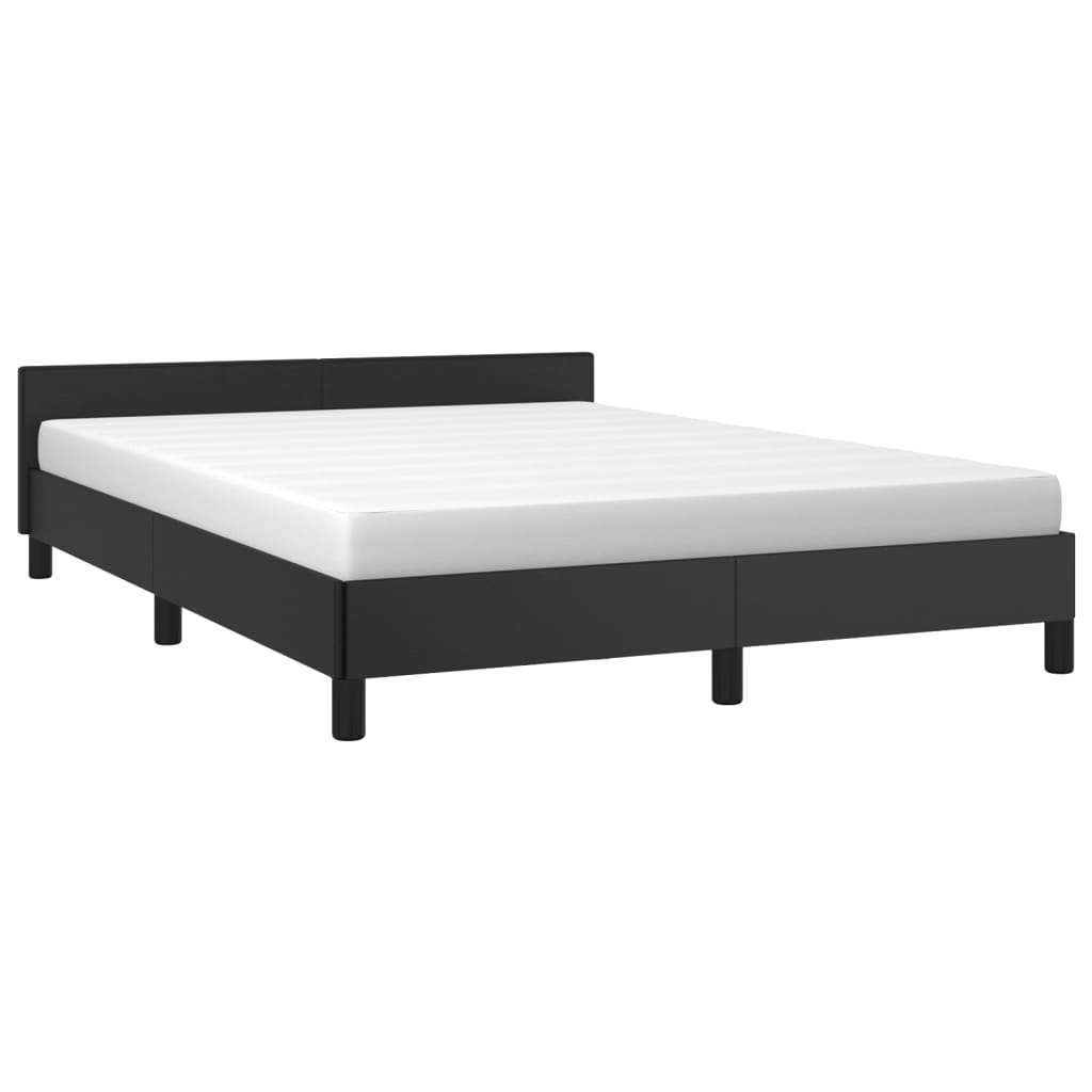 vidaXL Estructura de cama con cabecero cuero sintético negro 140x200cm