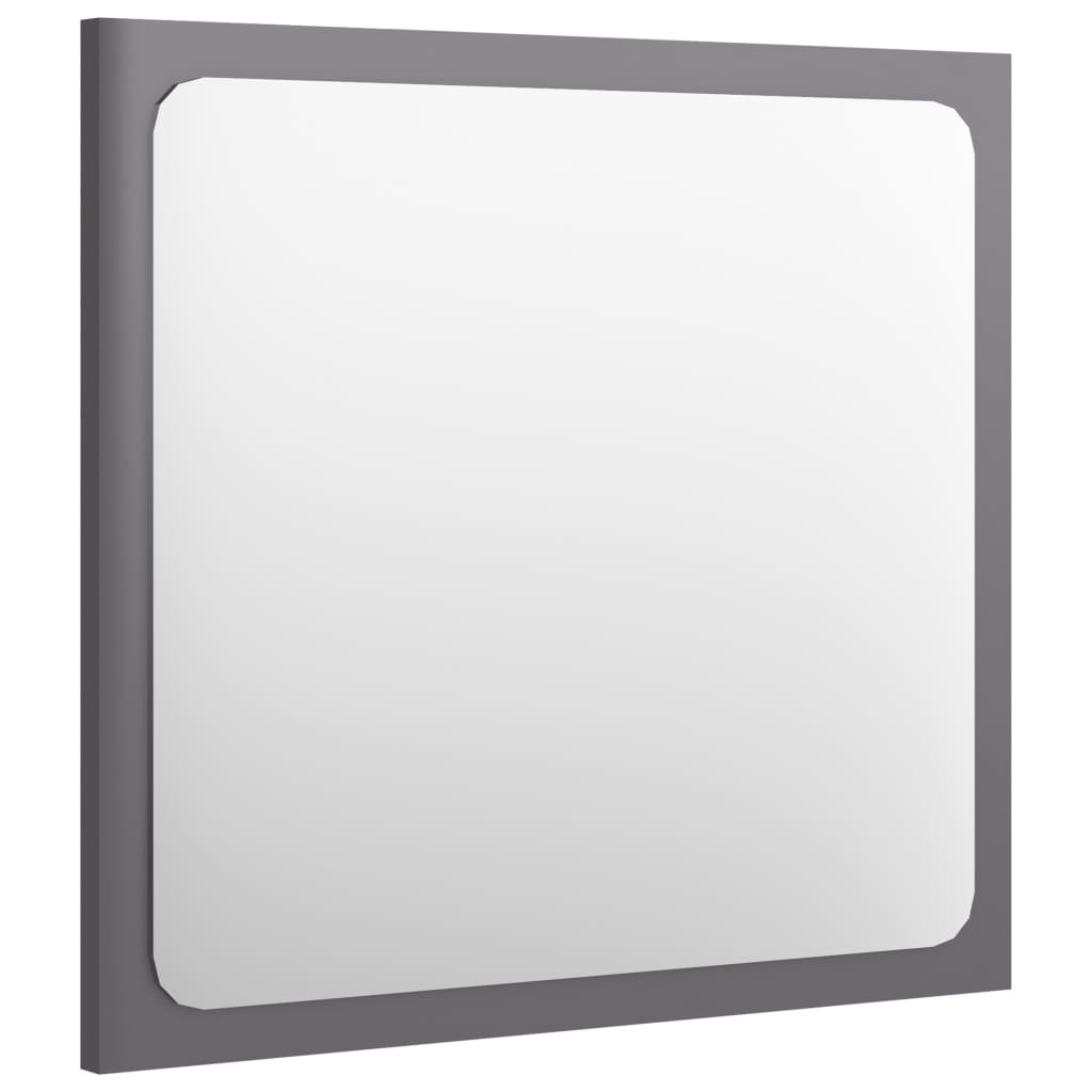 vidaXL Espejo de baño madera contrachapada gris brillo 40x1,5x37 cm