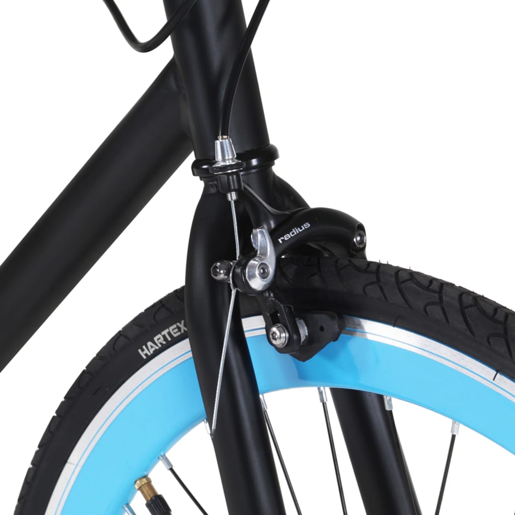 vidaXL Bicicleta de piñón fijo negro y azul 700c 59 cm