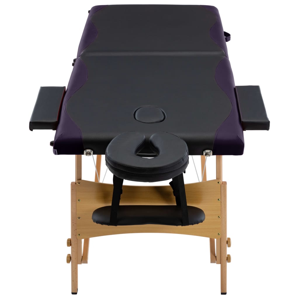 vidaXL Camilla de masaje plegable 2 zonas madera negro