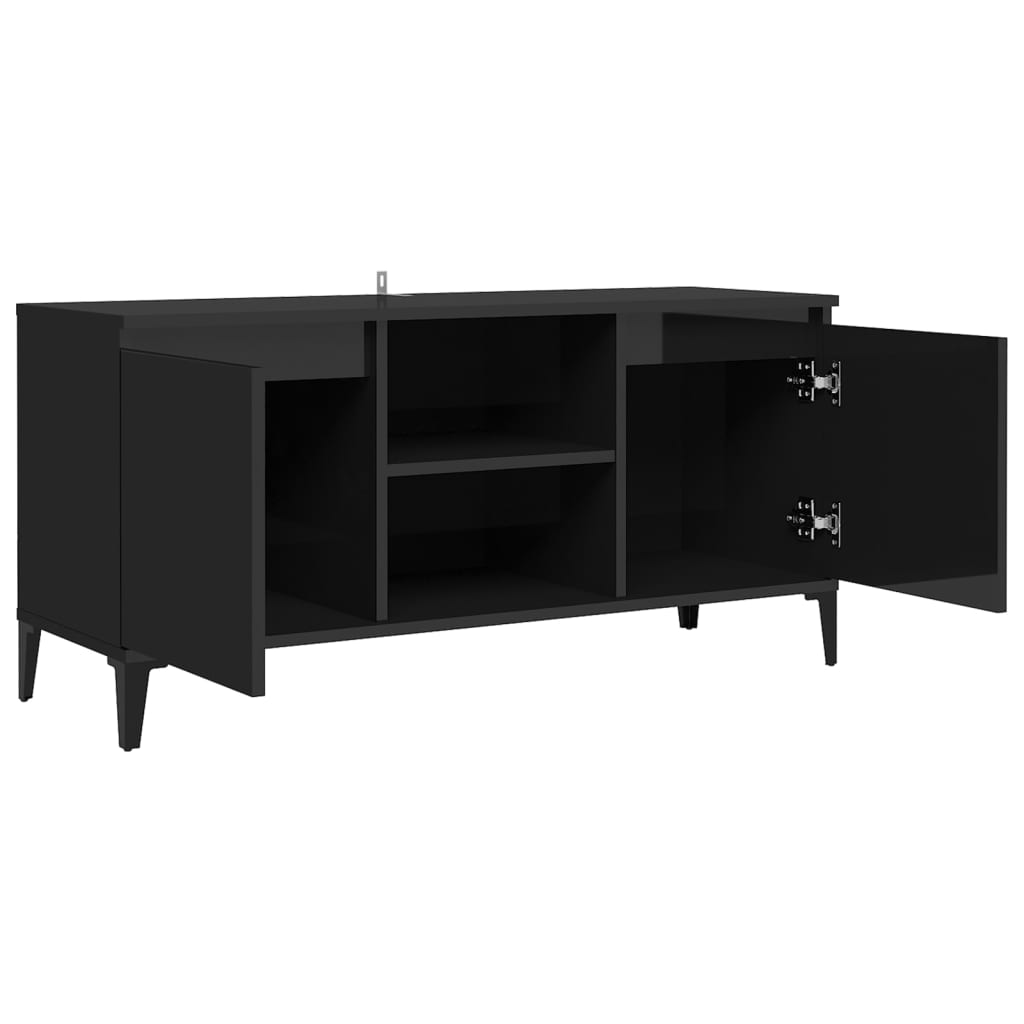 vidaXL Mueble de TV con patas de metal negro brillante 103,5x35x50 cm