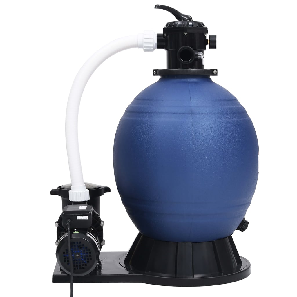 vidaXL Filtro de arena válvula de 7 vías y bomba de 1000 W azul y negro