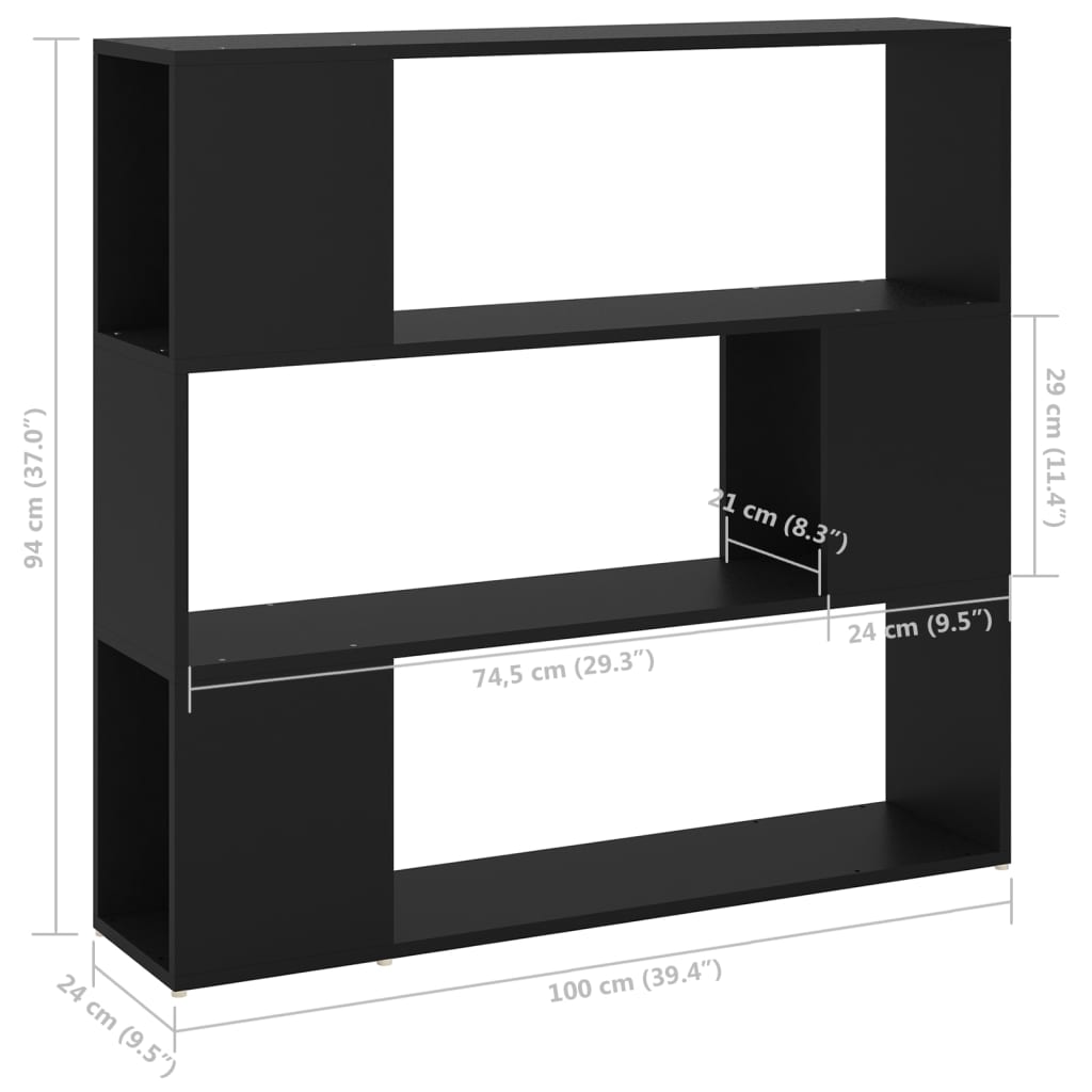 vidaXL Estantería/divisor de espacios negro 100x24x94 cm
