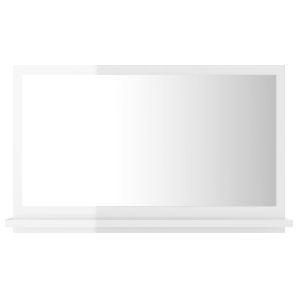 vidaXL Espejo de baño madera contrachapada blanco brillo 60x10,5x37 cm