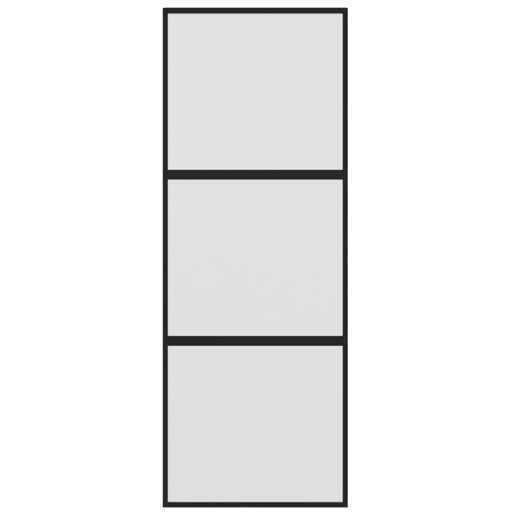 vidaXL Puerta corredera vidrio templado y aluminio negra 76x205 cm
