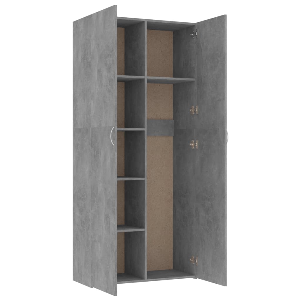 vidaXL Armario almacenaje madera ingeniería gris cemento 80x35,5x180cm