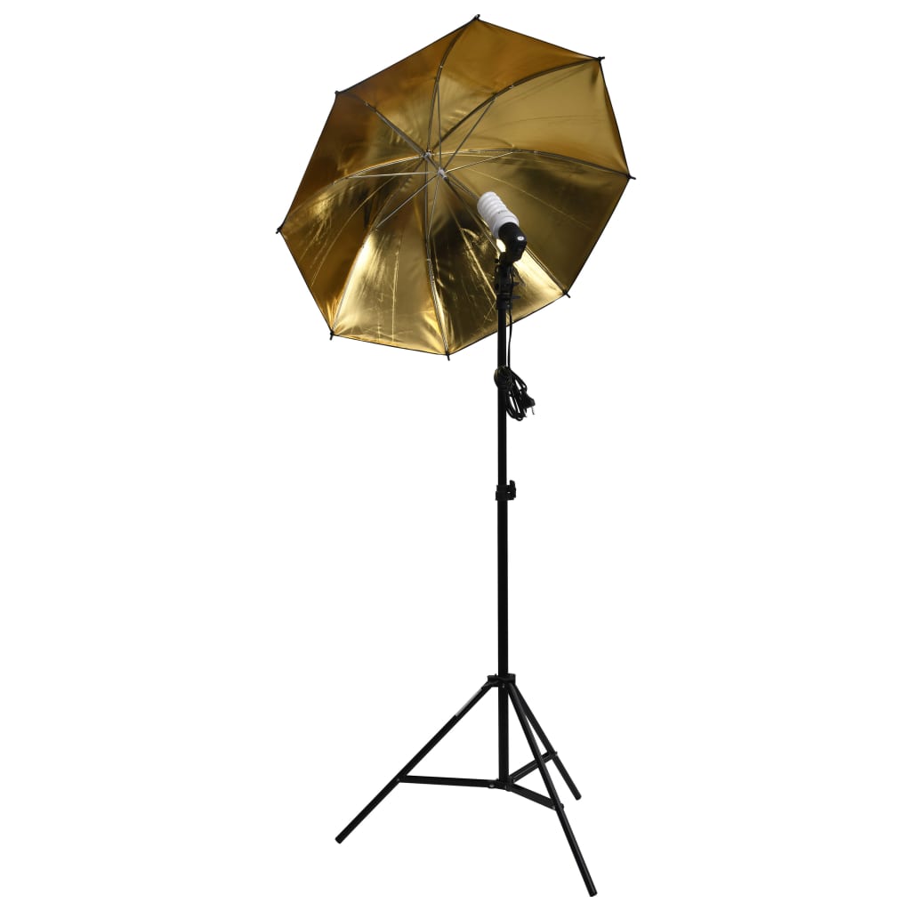 vidaXL Kit estudio fotográfico lámparas, sombrillas, fondo y reflector