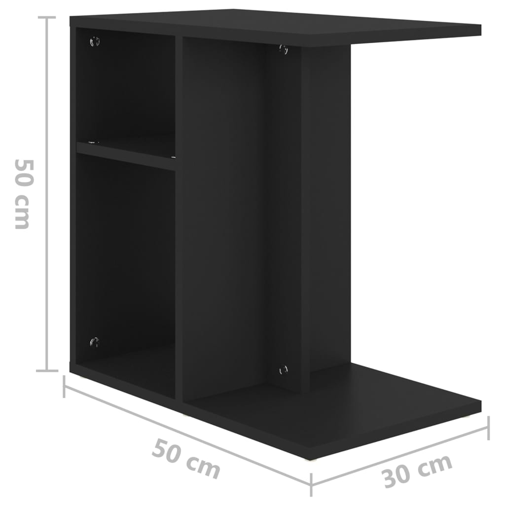 vidaXL Mesa auxiliar de madera contrachapada negro 50x30x50 cm