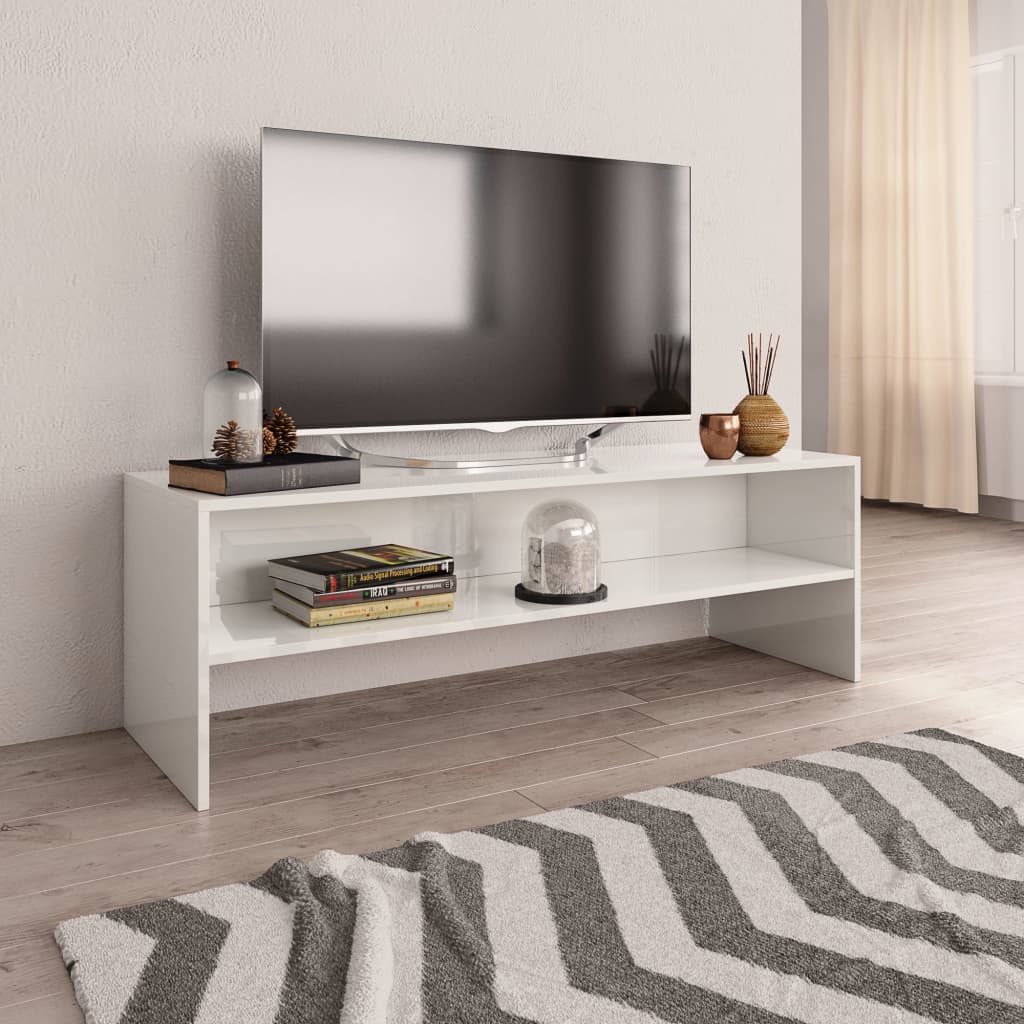 vidaXL Mueble de TV madera contrachapada blanco brillante 120x40x40 cm
