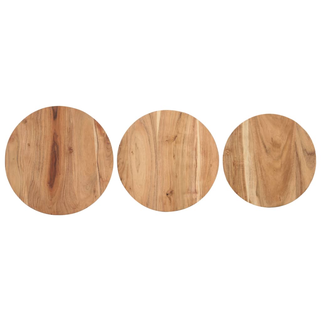 vidaXL Mesitas auxiliares 3 piezas madera maciza de acacia