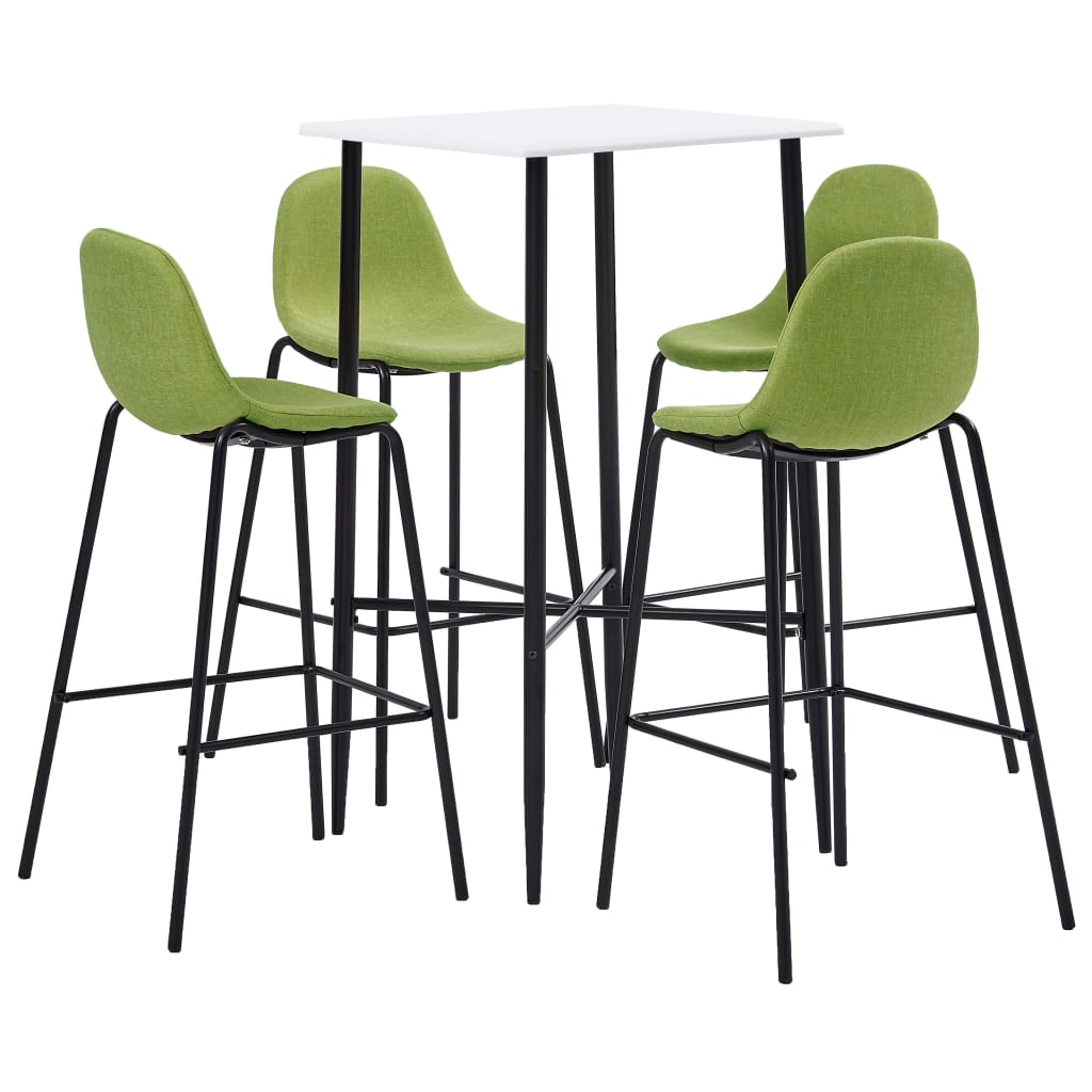 vidaXL Juego de mesa alta y taburetes 5 piezas tela verde