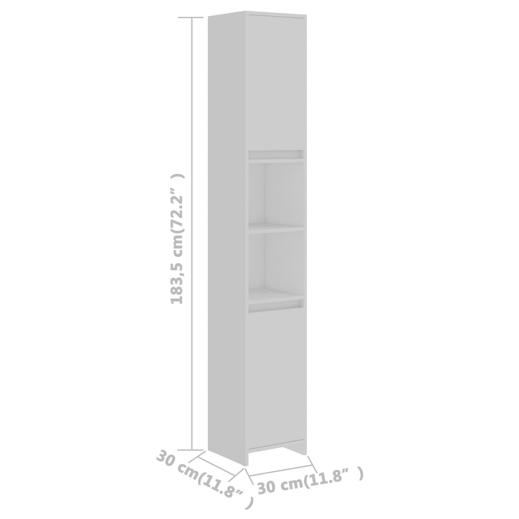 vidaXL Armario de baño madera contrachapada blanco 30x30x183,5 cm