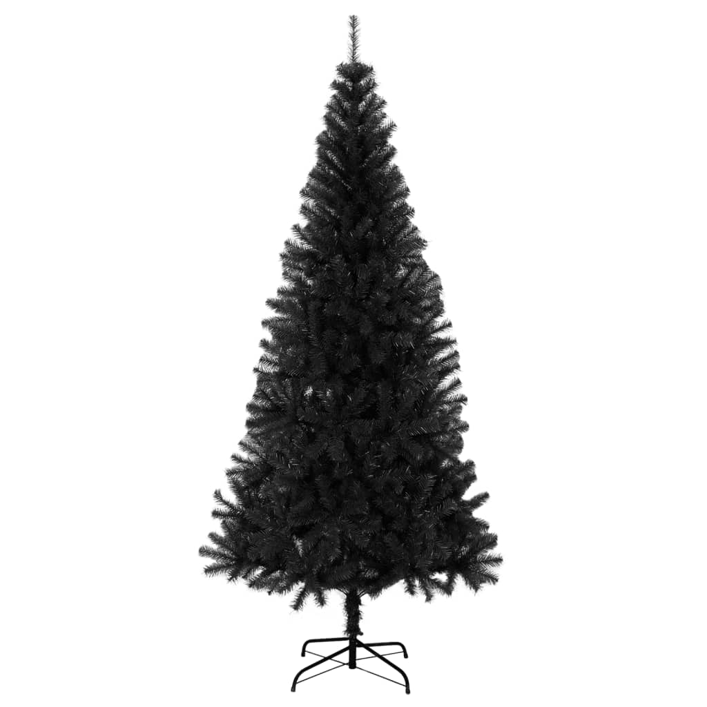 vidaXL Árbol de Navidad artificial con soporte PVC negro 210 cm