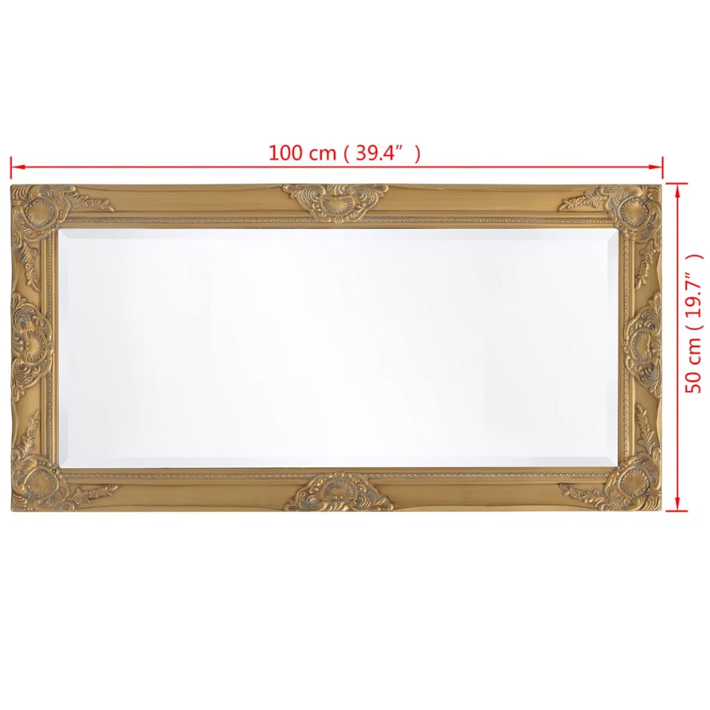 vidaXL Espejo de pared estilo barroco dorado 100x50 cm