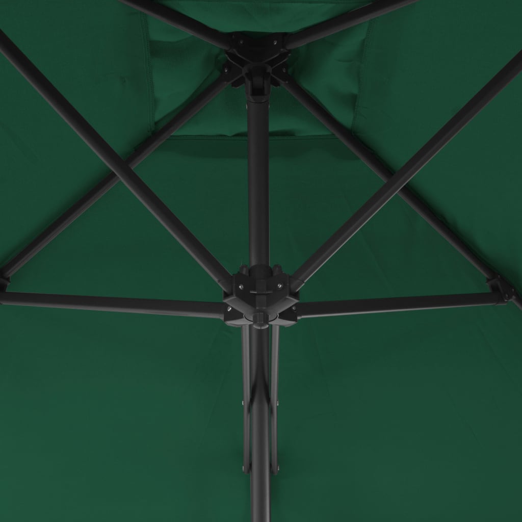 vidaXL Sombrilla de jardín con palo de acero 300 cm verde