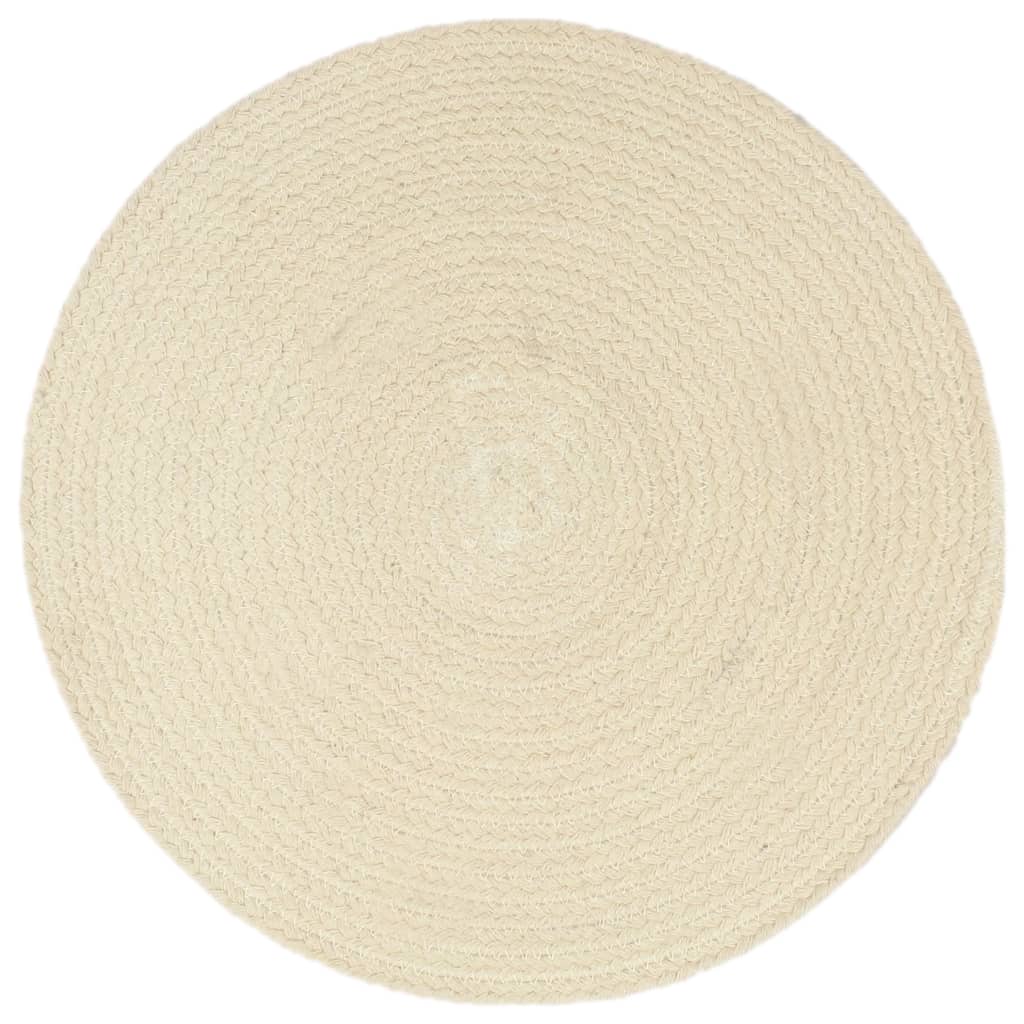 vidaXL Manteles individuales redondos 4 uds algodón natural liso 38 cm