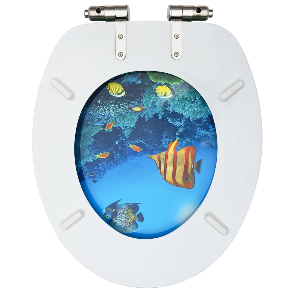 vidaXL Asiento WC tapa cierre suave 2 uds MDF diseño fondo submarino