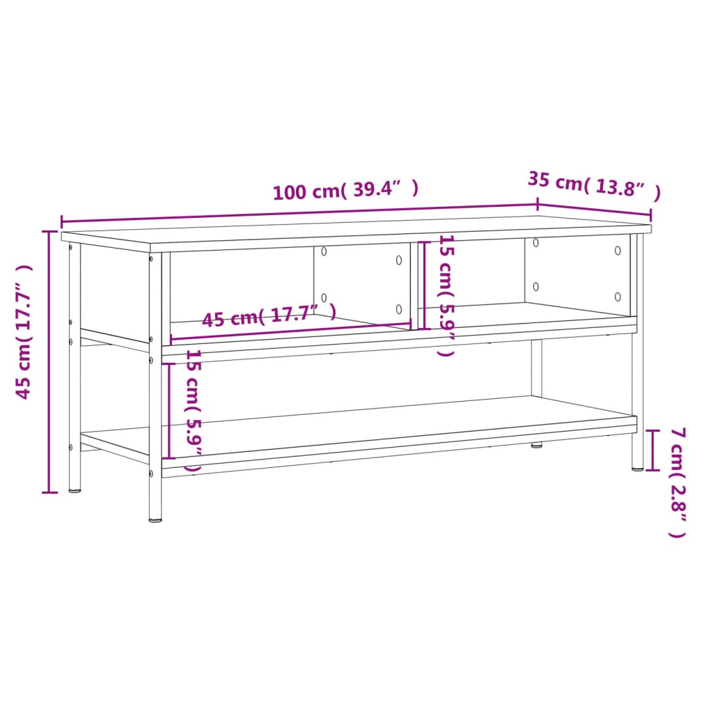 vidaXL Mueble de TV madera contrachapada gris Sonoma 100x35x45 cm