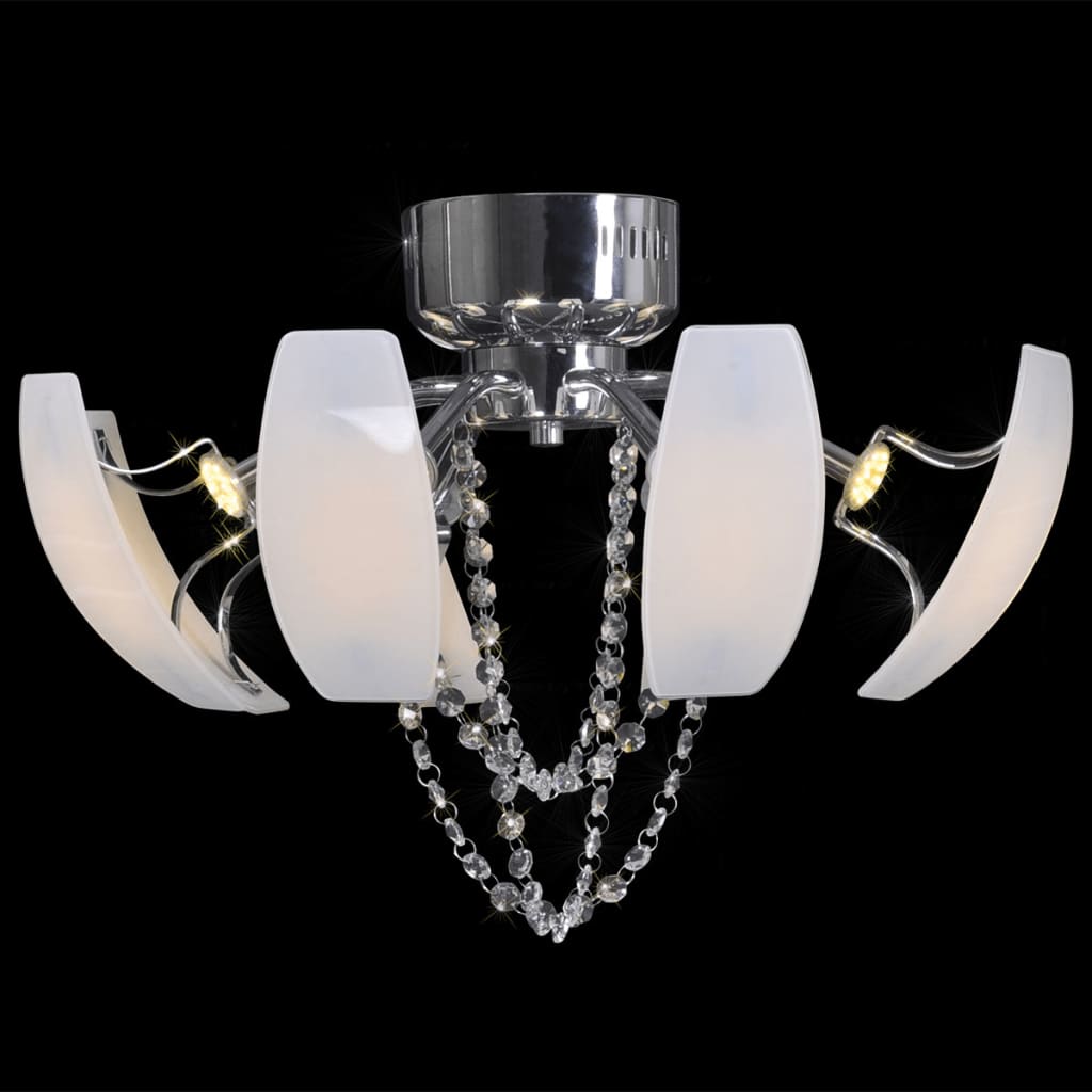 Lámpara de araña, candelabro con cristales y luces LED, 52 cm