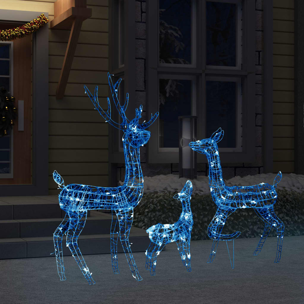 vidaXL Familia de renos de Navidad acrílico 300 LEDs azules