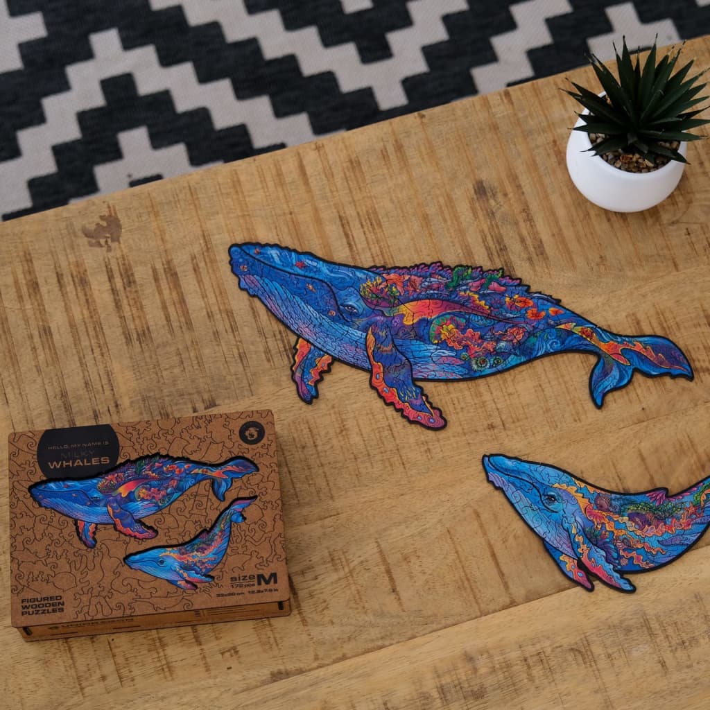 UNIDRAGON Rompecabezas Milky Whales 172 piezas de madera M 33x20 cm