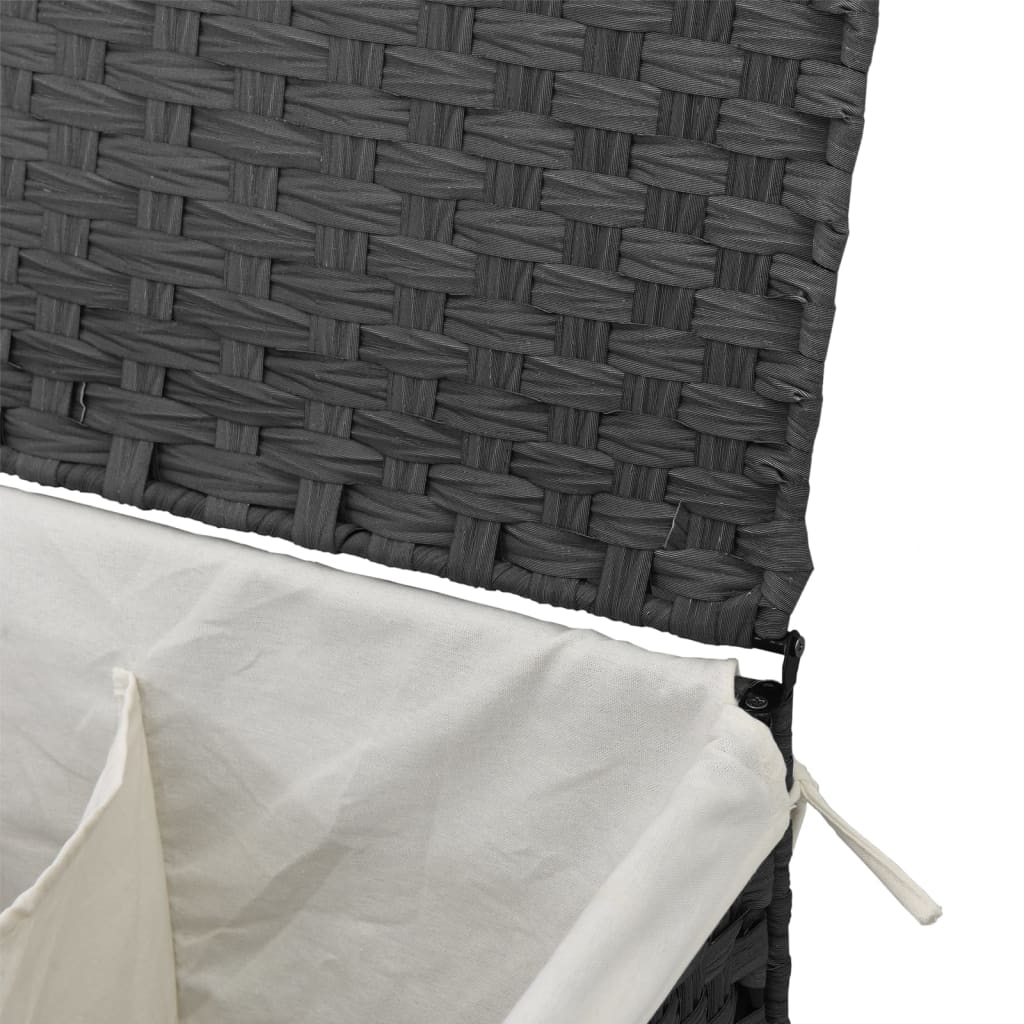 vidaXL Cesto de ropa sucia 2 secciones ratán sintético gris 53x35x57cm