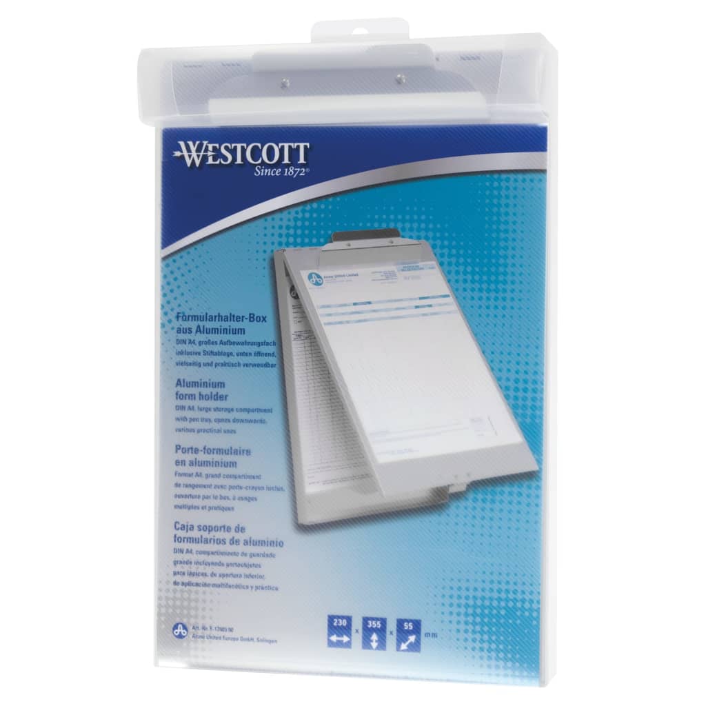 WESTCOTT Portapapeles con compartimento bisagra superior A4 aluminio