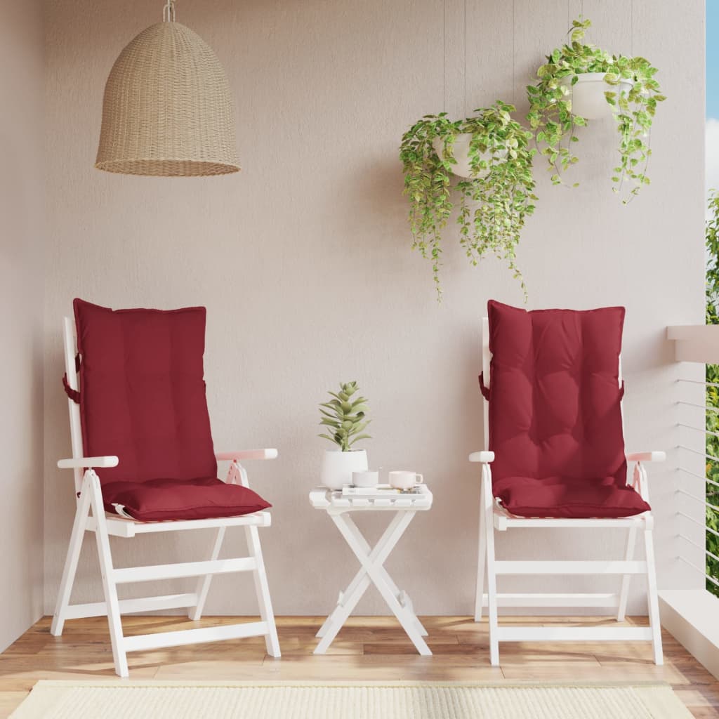 vidaXL Cojines de silla con respaldo alto 2 uds tela Oxford rojo tinto