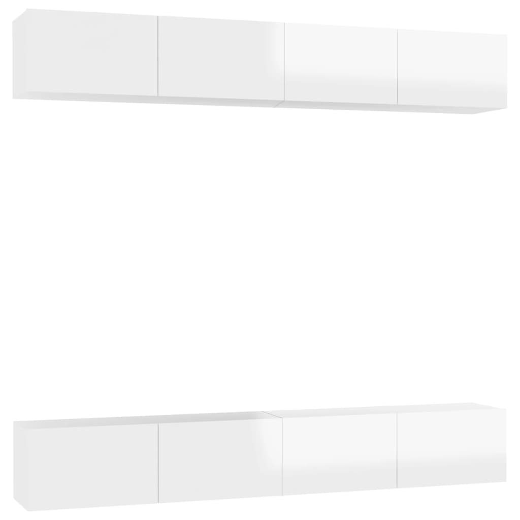 vidaXL Muebles de salón 4 piezas blanco brillante 100x30x30 cm