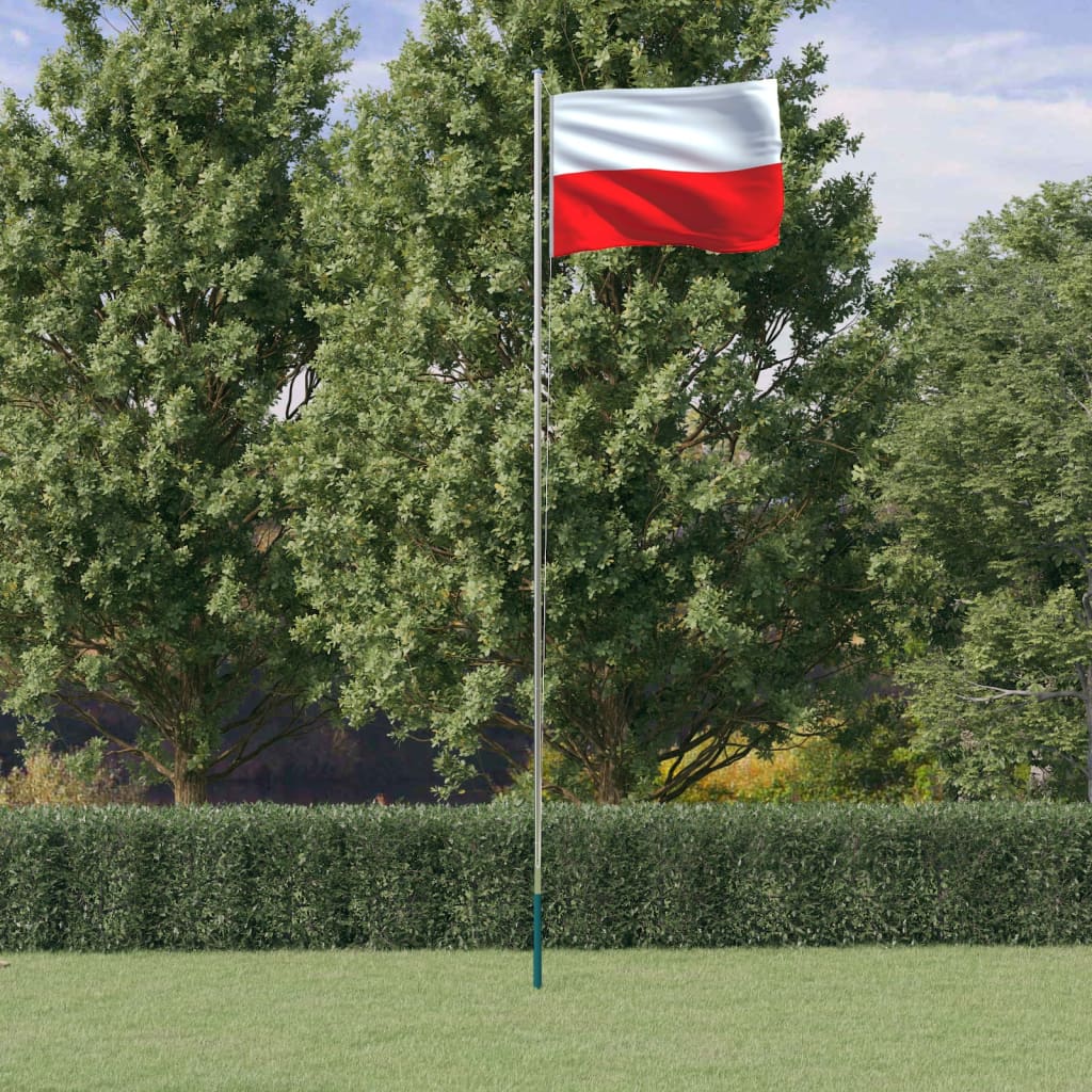 vidaXL Mástil y bandera de Polonia aluminio 6,23 m