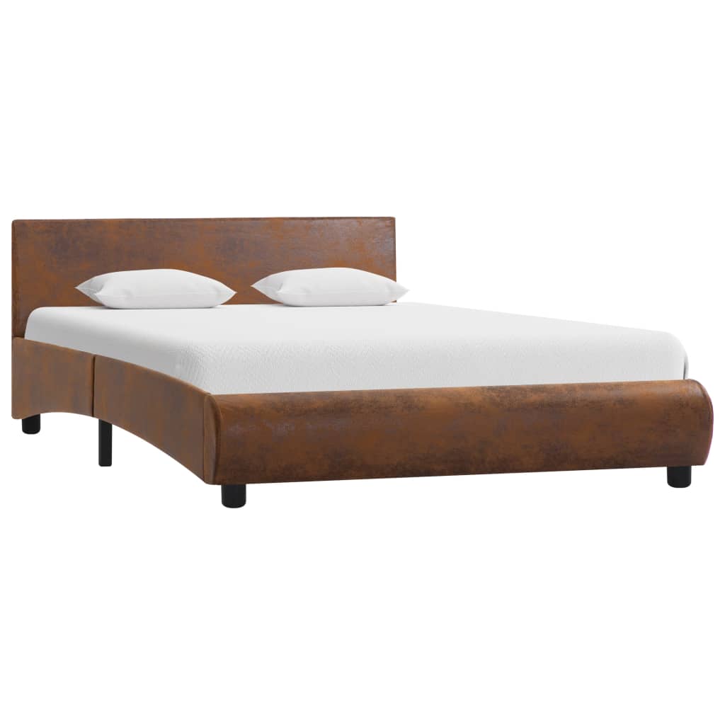 vidaXL Estructura de cama con LED tela marrón 120x200 cm