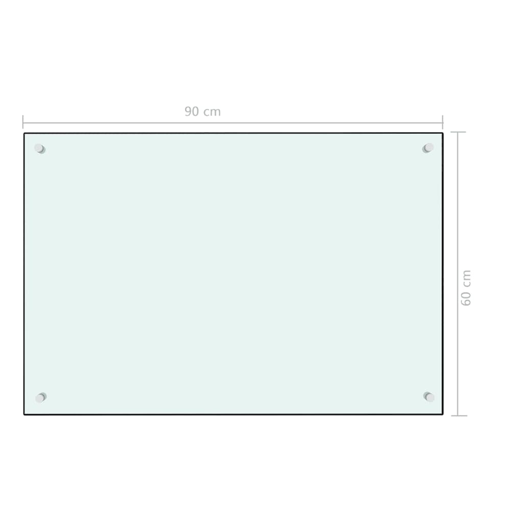 vidaXL Protección salpicaduras cocina vidrio templado blanco 90x60 cm